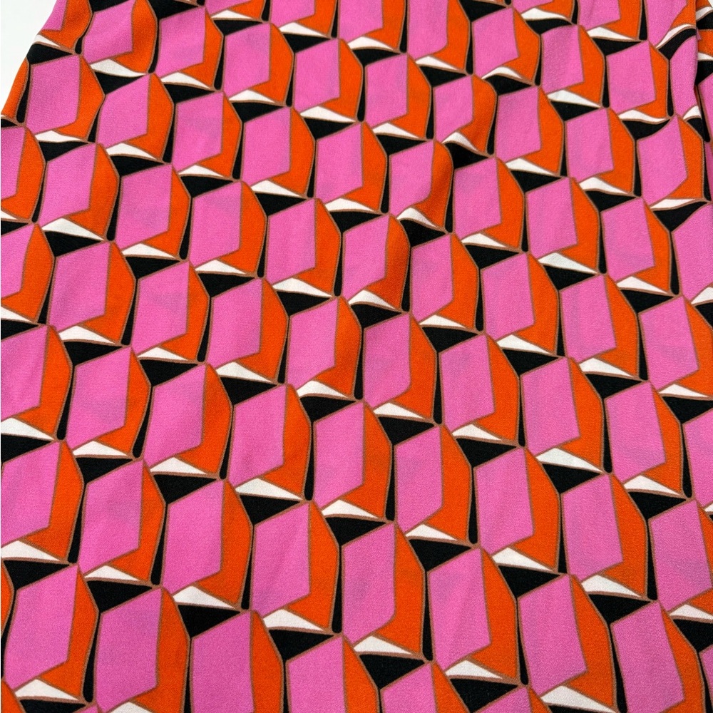 Diane Von Furstenberg Pink and Orange Geometric Dress - Picture 4 of 5